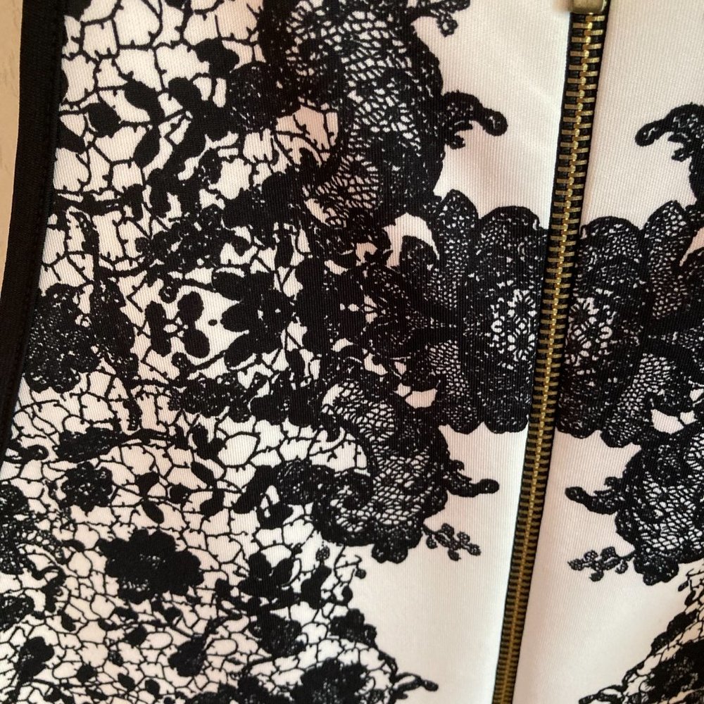 B Darlin Juniors Dress Bodycon Size 7/8 Black White Fake Lace - Picture 7 of 7